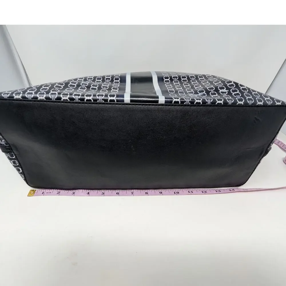 Tory Burch Gemini Link Tote Black Logo Print Coated Canvas Carryall